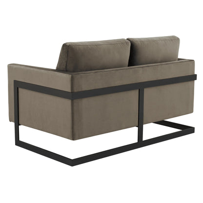 Lincoln Velvet Loveseat Sofa with Black Stainless Steel Frame - Elax Furniture