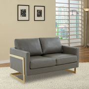 Lincoln Upholstered Velvet/Leather Loveseat With Gold Frame - Elax Furniture