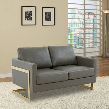 Lincoln Upholstered Velvet/Leather Loveseat With Gold Frame - Elax Furniture
