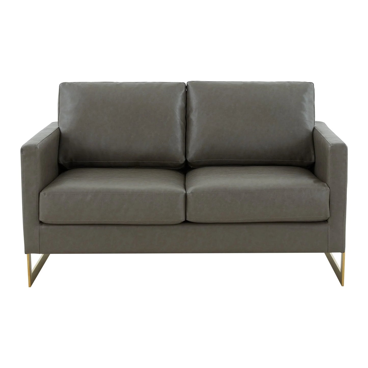Lincoln Upholstered Velvet/Leather Loveseat With Gold Frame - Elax Furniture