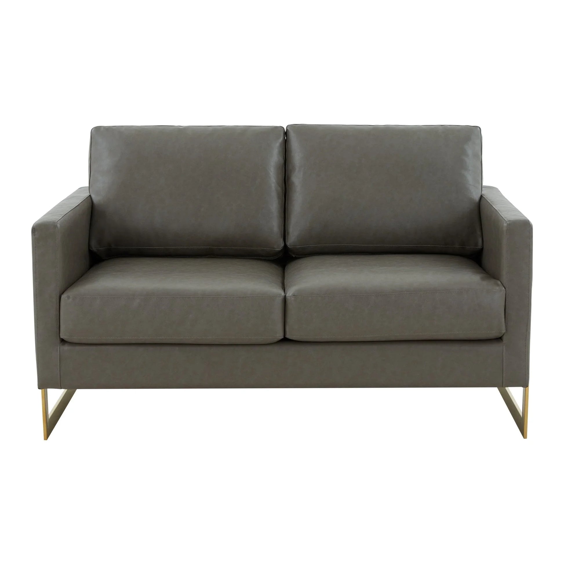 Lincoln Upholstered Velvet/Leather Loveseat With Gold Frame - Elax Furniture