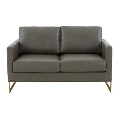 Lincoln Upholstered Velvet/Leather Loveseat With Gold Frame - Elax Furniture