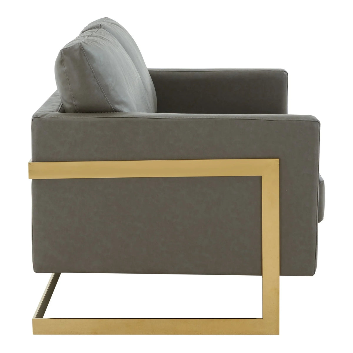 Lincoln Upholstered Velvet/Leather Loveseat With Gold Frame - Elax Furniture