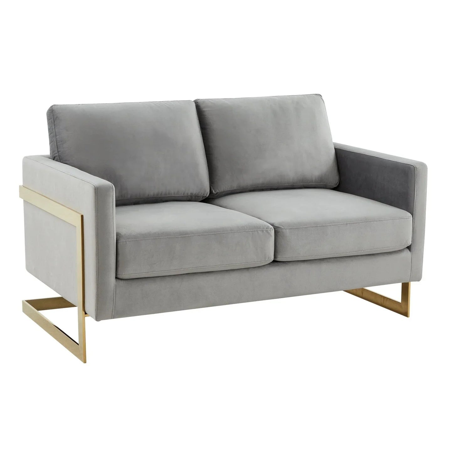 Lincoln Upholstered Velvet/Leather Loveseat With Gold Frame - Elax Furniture