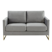 Lincoln Upholstered Velvet/Leather Loveseat With Gold Frame - Elax Furniture