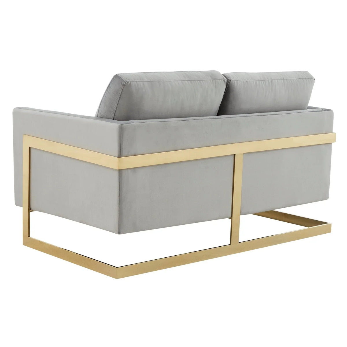 Lincoln Upholstered Velvet/Leather Loveseat With Gold Frame - Elax Furniture