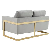 Lincoln Upholstered Velvet/Leather Loveseat With Gold Frame - Elax Furniture