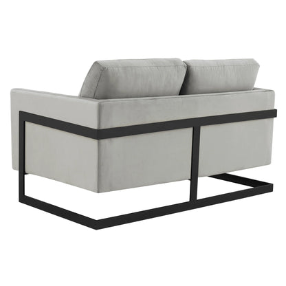 Lincoln Velvet Loveseat Sofa with Black Stainless Steel Frame - Elax Furniture