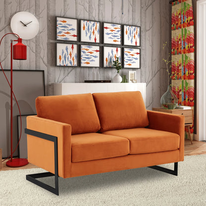 Lincoln Velvet Loveseat Sofa with Black Stainless Steel Frame - Elax Furniture