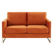 Lincoln Upholstered Velvet/Leather Loveseat With Gold Frame - Elax Furniture