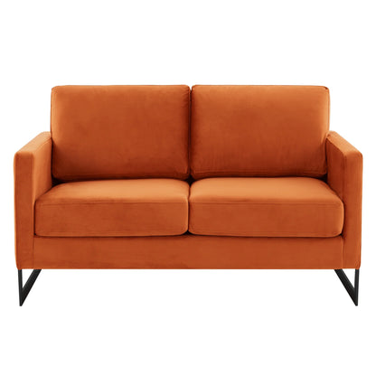 Lincoln Velvet Loveseat Sofa with Black Stainless Steel Frame - Elax Furniture