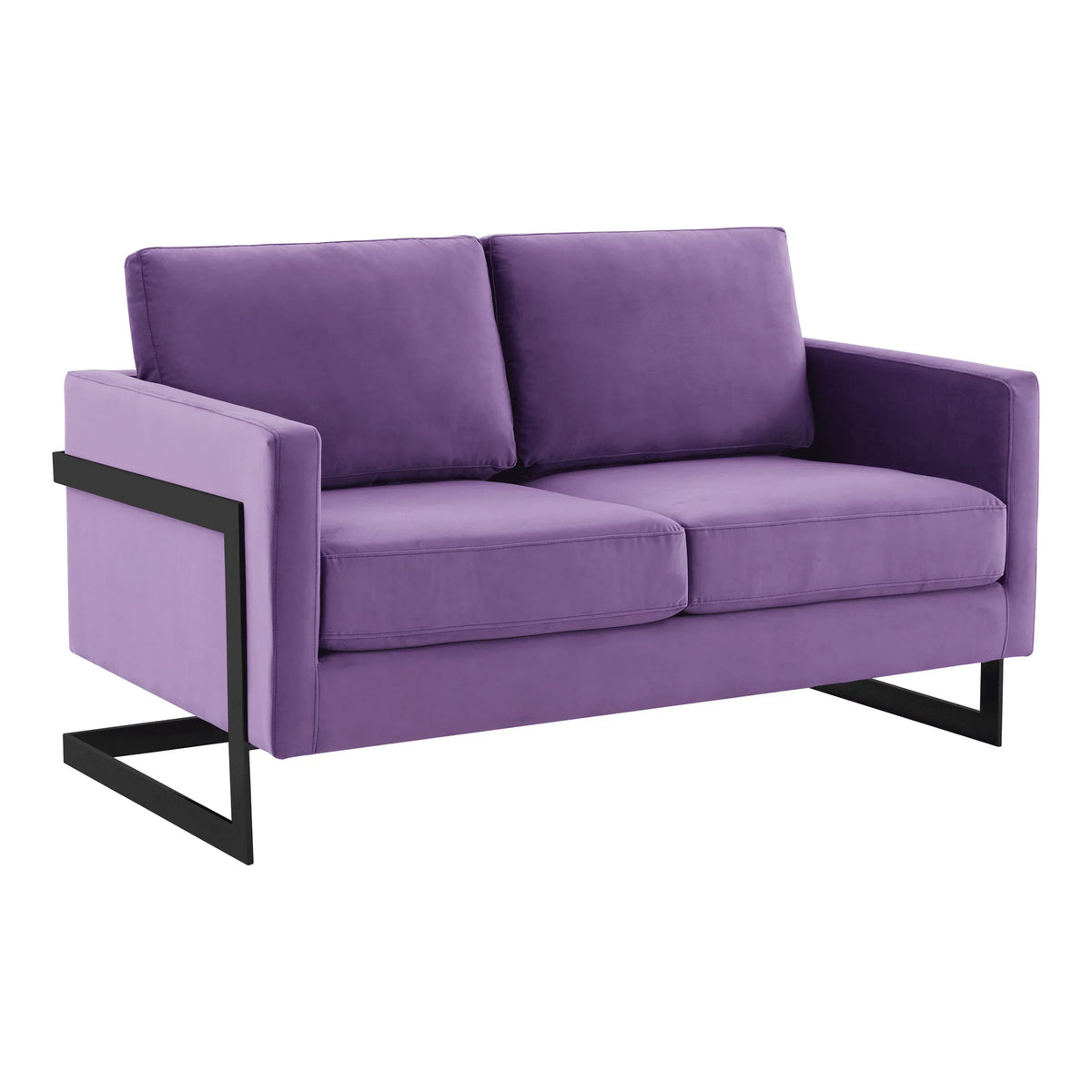 Lincoln Velvet Loveseat Sofa with Black Stainless Steel Frame - Elax Furniture