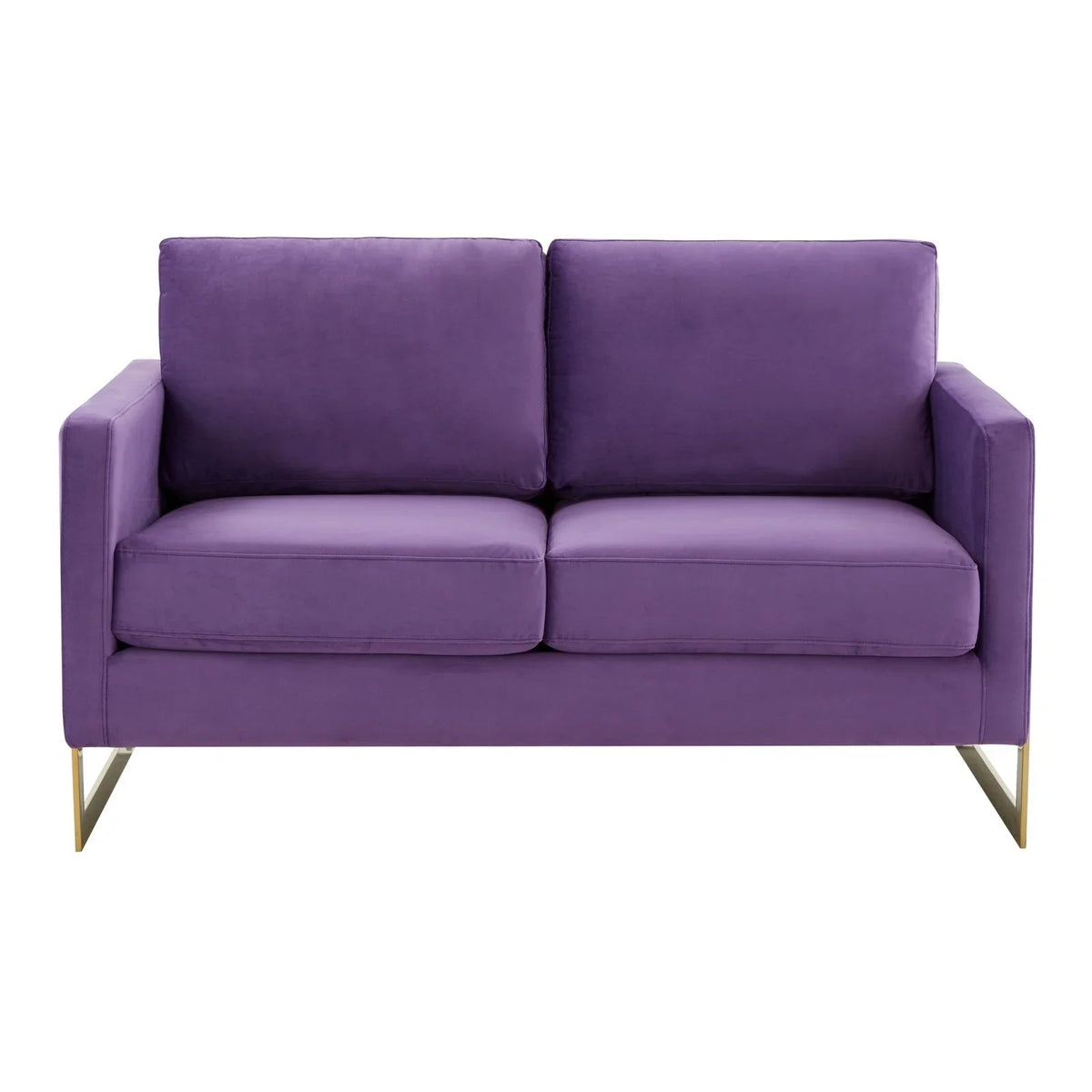 Lincoln Upholstered Velvet/Leather Loveseat With Gold Frame - Elax Furniture