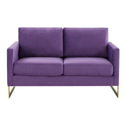 Lincoln Upholstered Velvet/Leather Loveseat With Gold Frame - Elax Furniture