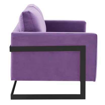 Lincoln Velvet Loveseat Sofa with Black Stainless Steel Frame - Elax Furniture