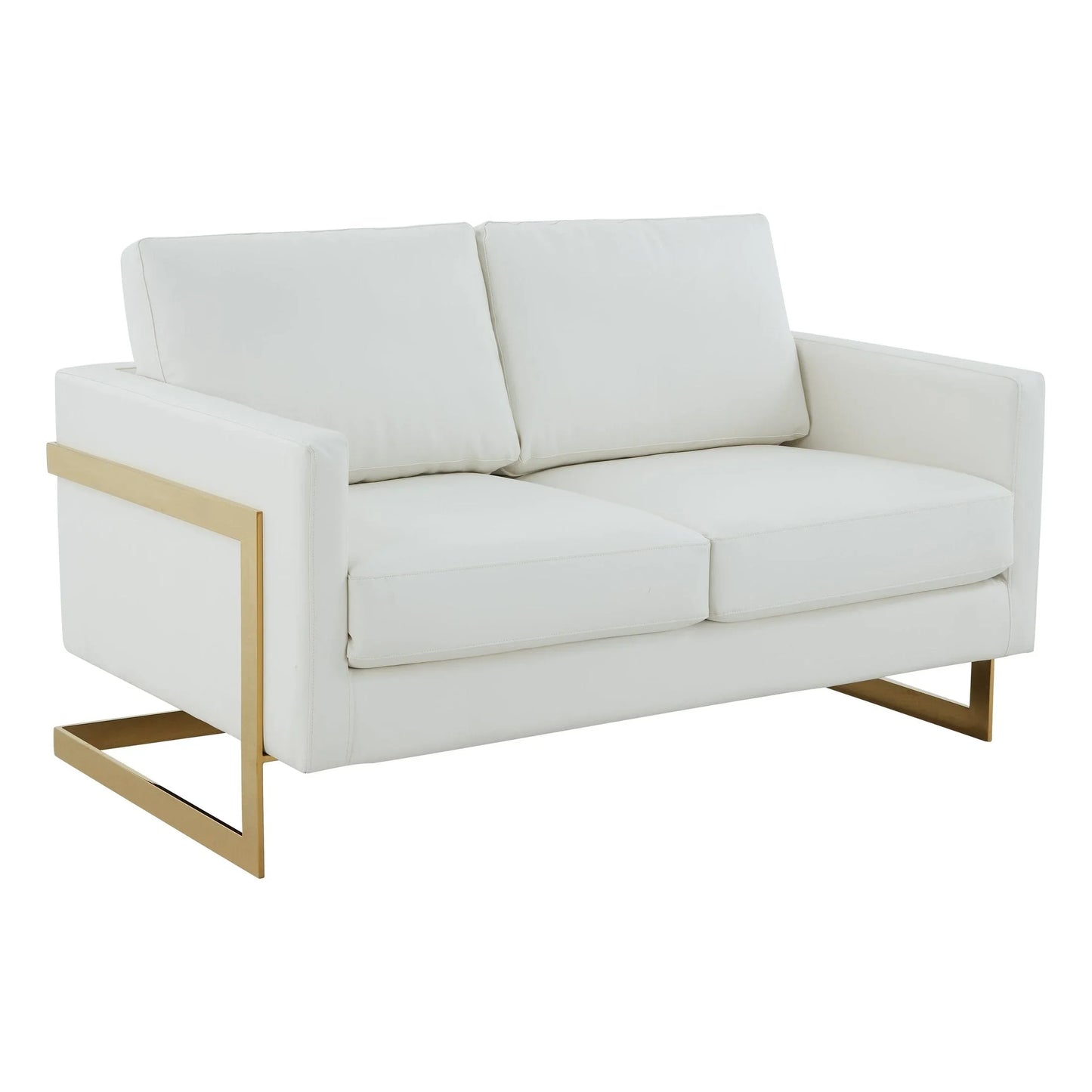 Lincoln Upholstered Velvet/Leather Loveseat With Gold Frame - Elax Furniture