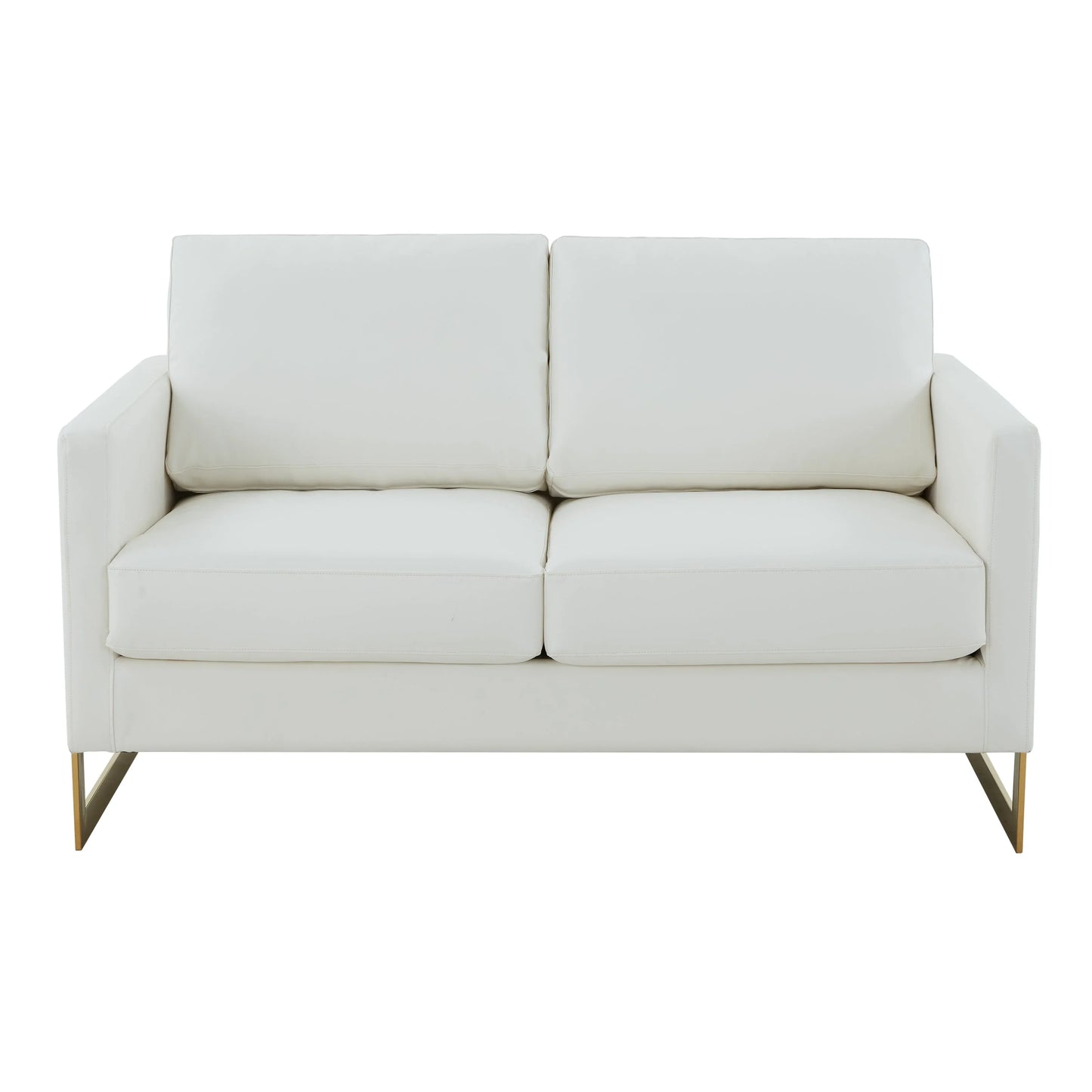 Lincoln Upholstered Velvet/Leather Loveseat With Gold Frame - Elax Furniture