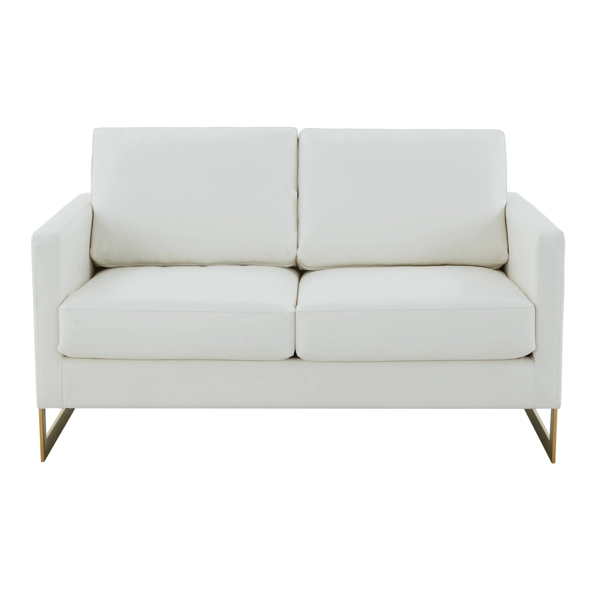 Lincoln Upholstered Velvet/Leather Loveseat With Gold Frame - Elax Furniture