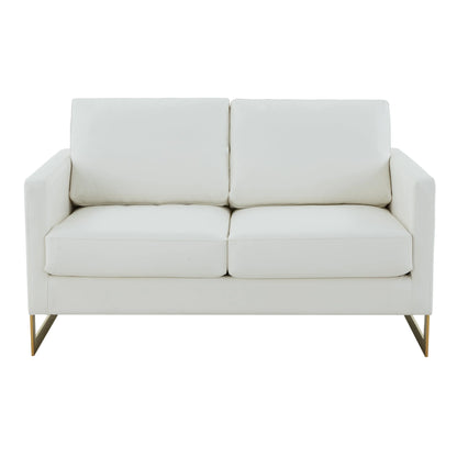 Lincoln Upholstered Velvet/Leather Loveseat With Gold Frame - Elax Furniture