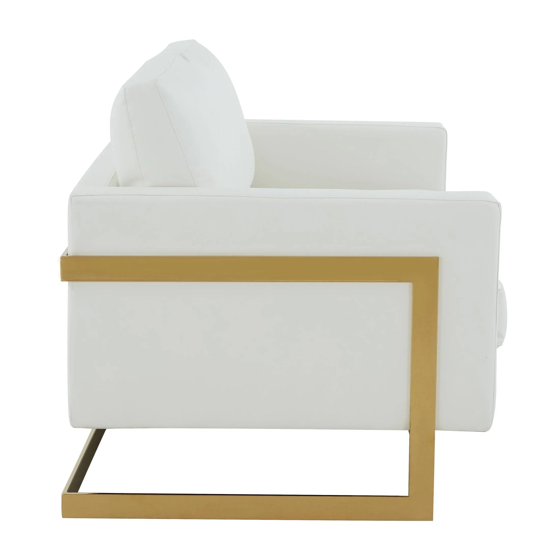 Lincoln Upholstered Velvet/Leather Loveseat With Gold Frame - Elax Furniture