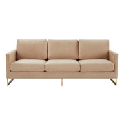 Lincoln 3-Seater Velvet/Leather Full Size Sofa in Stainless Steel - Elax Furniture