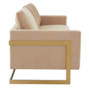 Lincoln 3-Seater Velvet/Leather Full Size Sofa in Stainless Steel - Elax Furniture