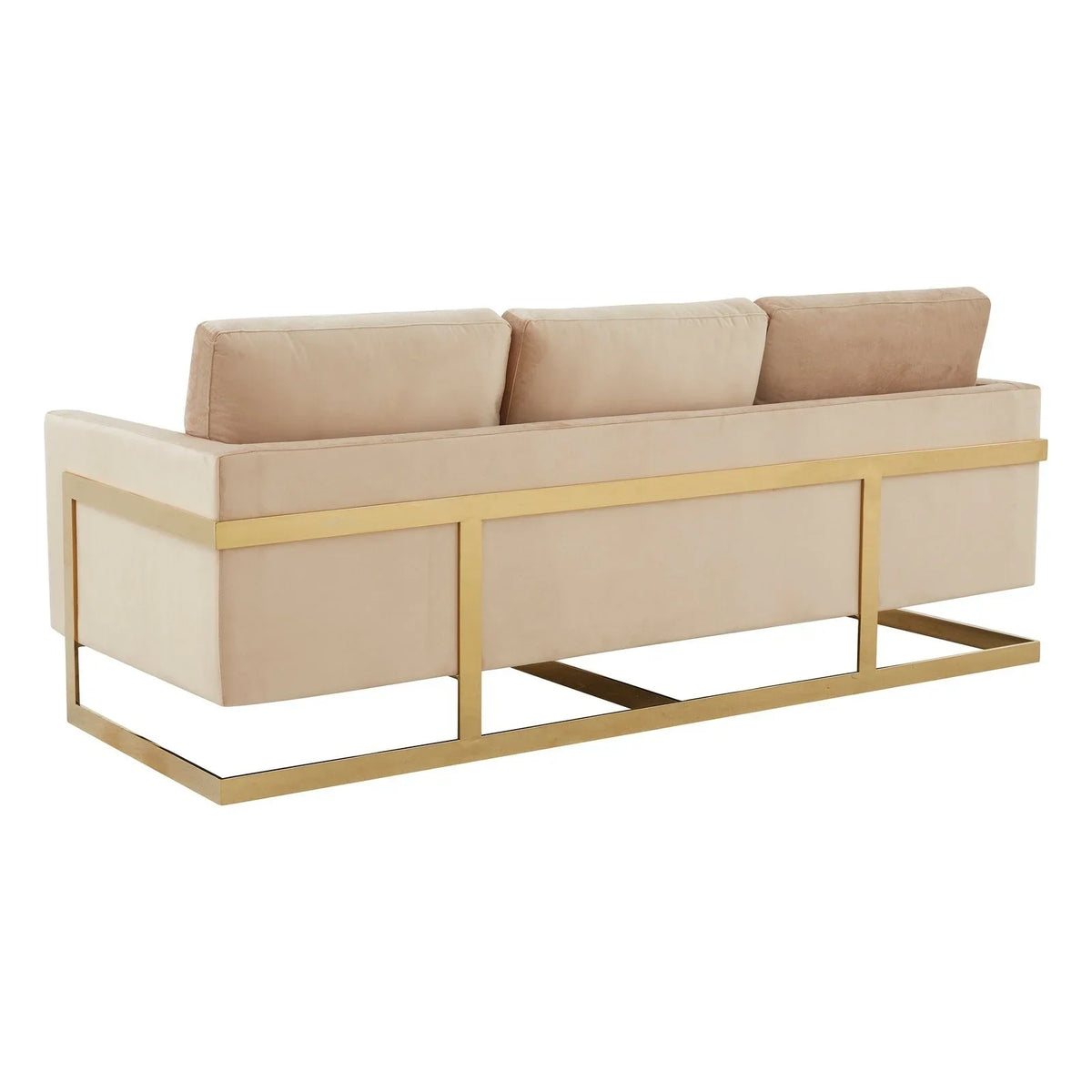 Lincoln 3-Seater Velvet/Leather Full Size Sofa in Stainless Steel - Elax Furniture