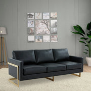 Lincoln 3-Seater Velvet/Leather Full Size Sofa in Stainless Steel - Elax Furniture
