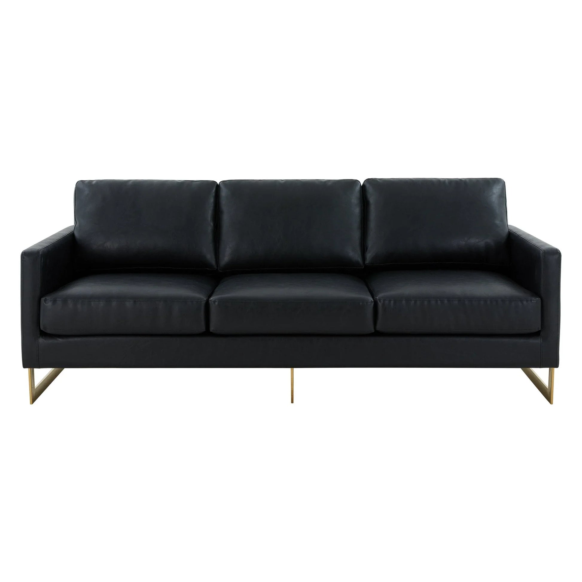 Lincoln 3-Seater Velvet/Leather Full Size Sofa in Stainless Steel - Elax Furniture