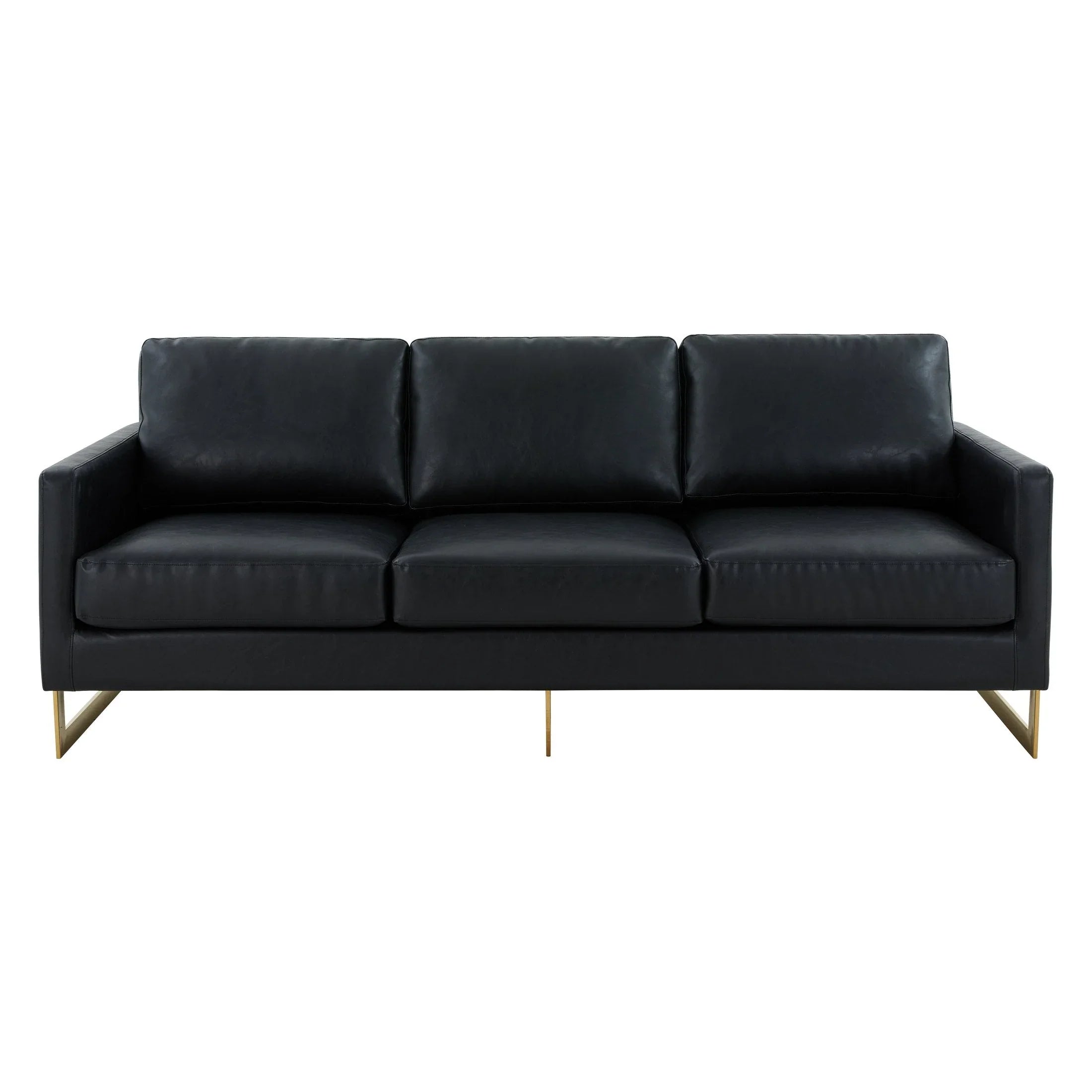 Lincoln 3-Seater Velvet/Leather Full Size Sofa in Stainless Steel - Elax Furniture