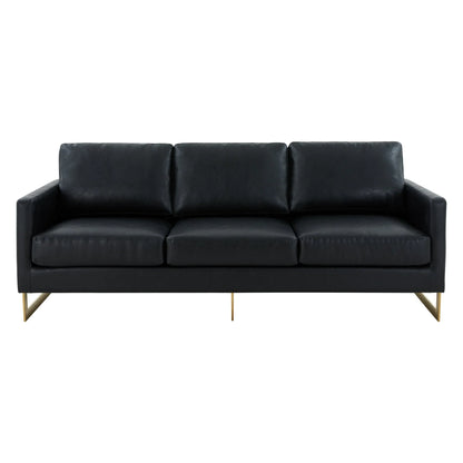 Lincoln 3-Seater Velvet/Leather Full Size Sofa in Stainless Steel - Elax Furniture