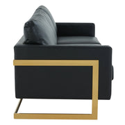 Lincoln 3-Seater Velvet/Leather Full Size Sofa in Stainless Steel - Elax Furniture