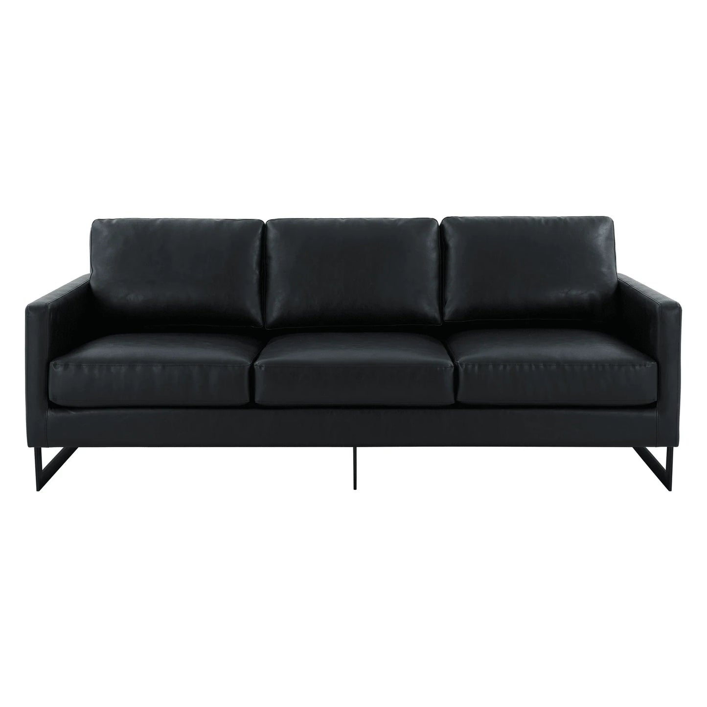 Lincoln 3-Seater Sofa Upholstered in Leather with Black Stainless Steel Frame - Elax Furniture