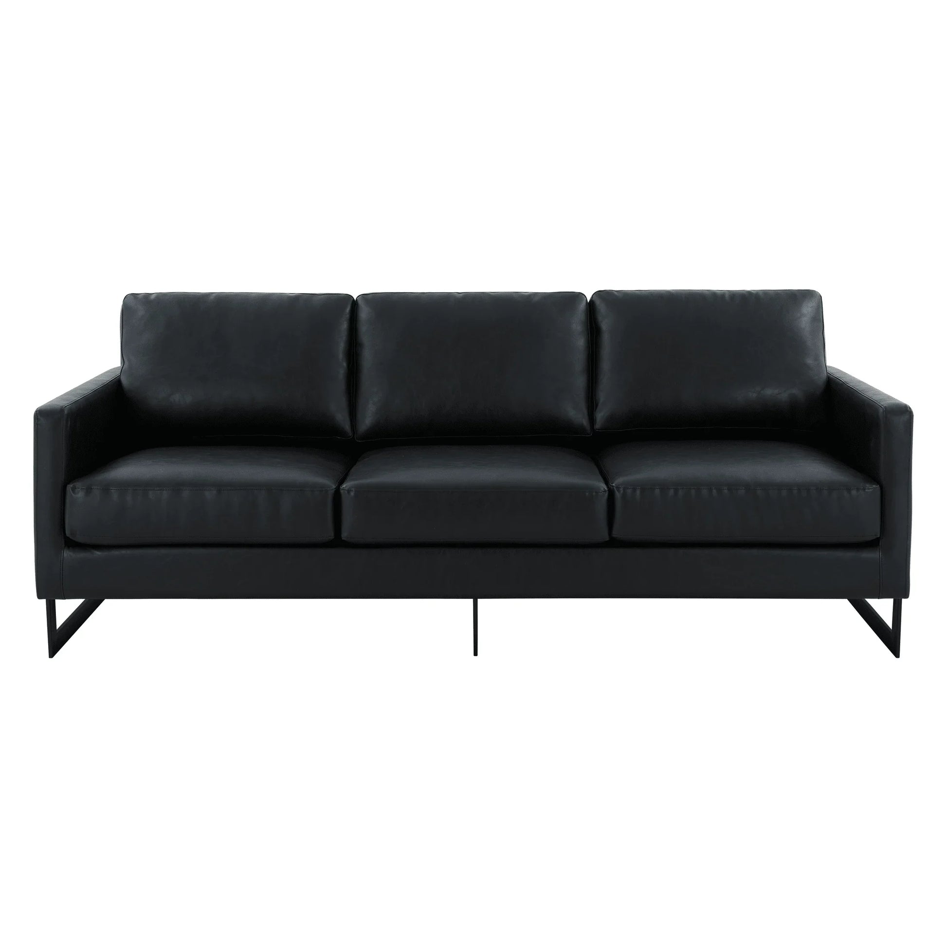 Lincoln 3-Seater Sofa Upholstered in Leather with Black Stainless Steel Frame - Elax Furniture