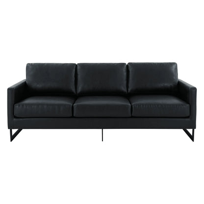 Lincoln 3-Seater Sofa Upholstered in Leather with Black Stainless Steel Frame - Elax Furniture