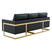 Lincoln 3-Seater Velvet/Leather Full Size Sofa in Stainless Steel - Elax Furniture