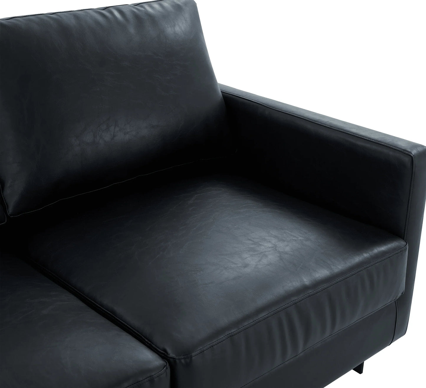 Lincoln 3-Seater Sofa Upholstered in Leather with Black Stainless Steel Frame - Elax Furniture