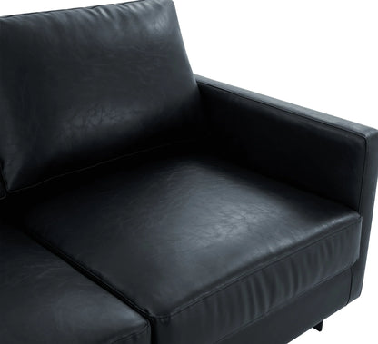 Lincoln 3-Seater Sofa Upholstered in Leather with Black Stainless Steel Frame - Elax Furniture