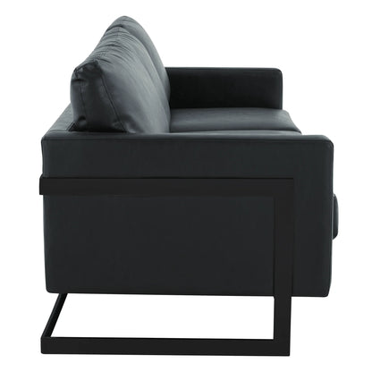 Lincoln 3-Seater Sofa Upholstered in Leather with Black Stainless Steel Frame - Elax Furniture