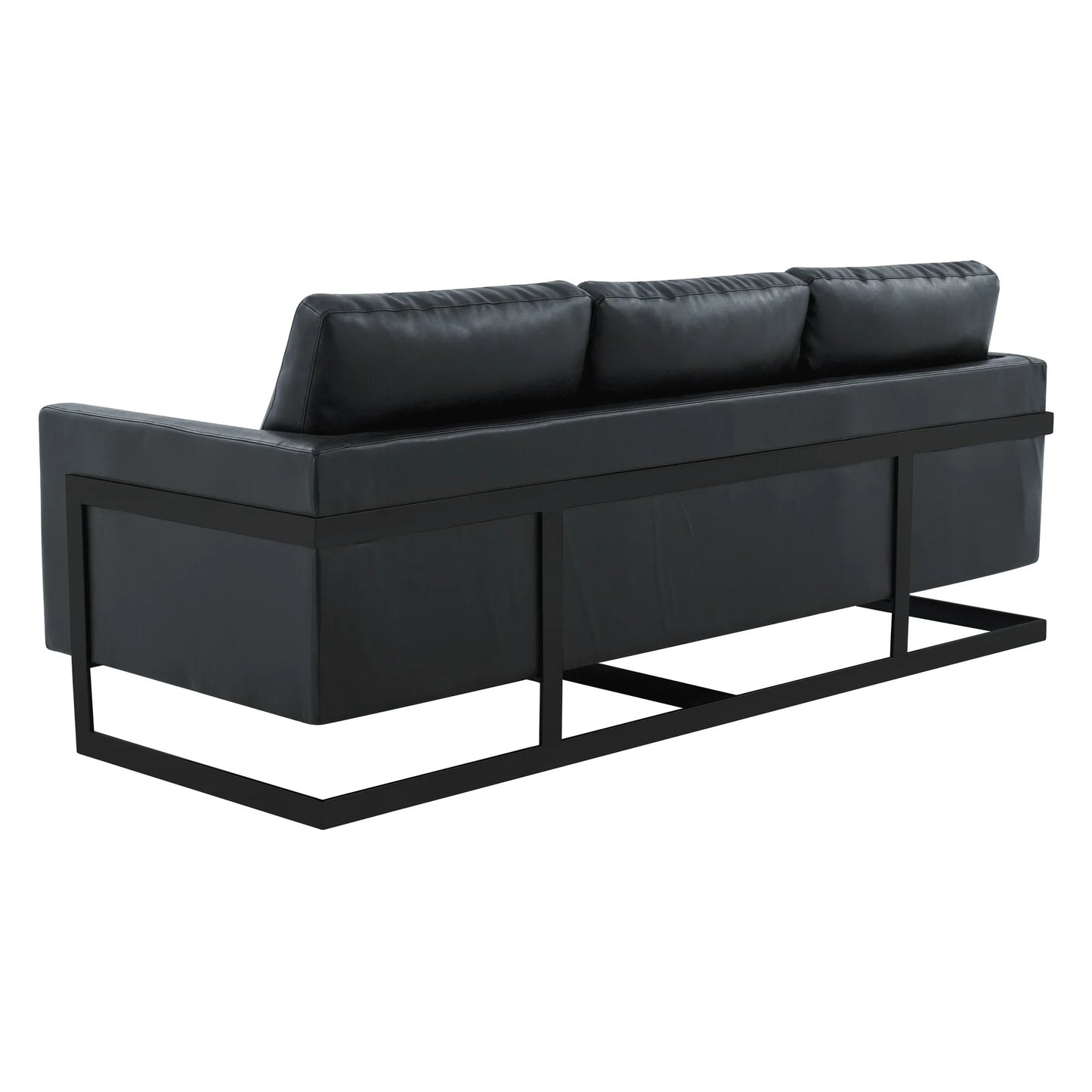 Lincoln 3-Seater Sofa Upholstered in Leather with Black Stainless Steel Frame - Elax Furniture