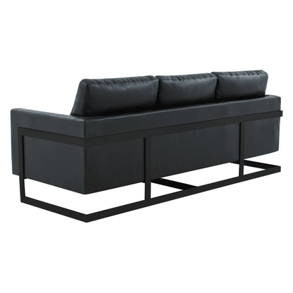 Lincoln 3-Seater Sofa Upholstered in Leather with Black Stainless Steel Frame - Elax Furniture
