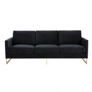 Lincoln 3-Seater Velvet/Leather Full Size Sofa in Stainless Steel - Elax Furniture