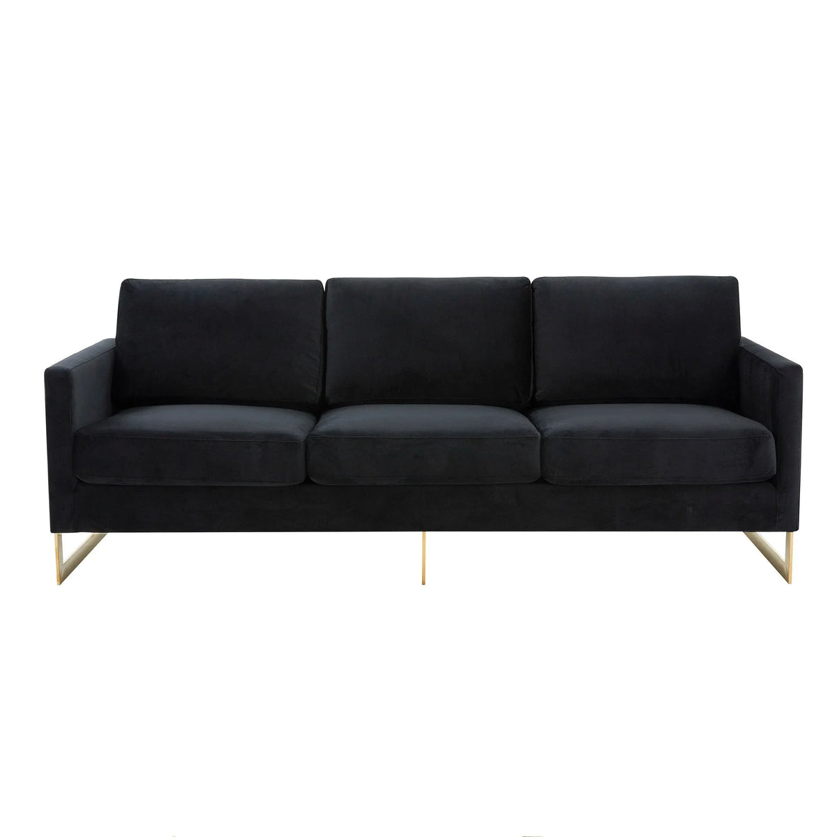 Lincoln 3-Seater Velvet/Leather Full Size Sofa in Stainless Steel - Elax Furniture