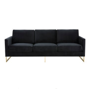 Lincoln 3-Seater Velvet/Leather Full Size Sofa in Stainless Steel - Elax Furniture