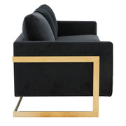 Lincoln 3-Seater Velvet/Leather Full Size Sofa in Stainless Steel - Elax Furniture