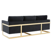 Lincoln 3-Seater Velvet/Leather Full Size Sofa in Stainless Steel - Elax Furniture