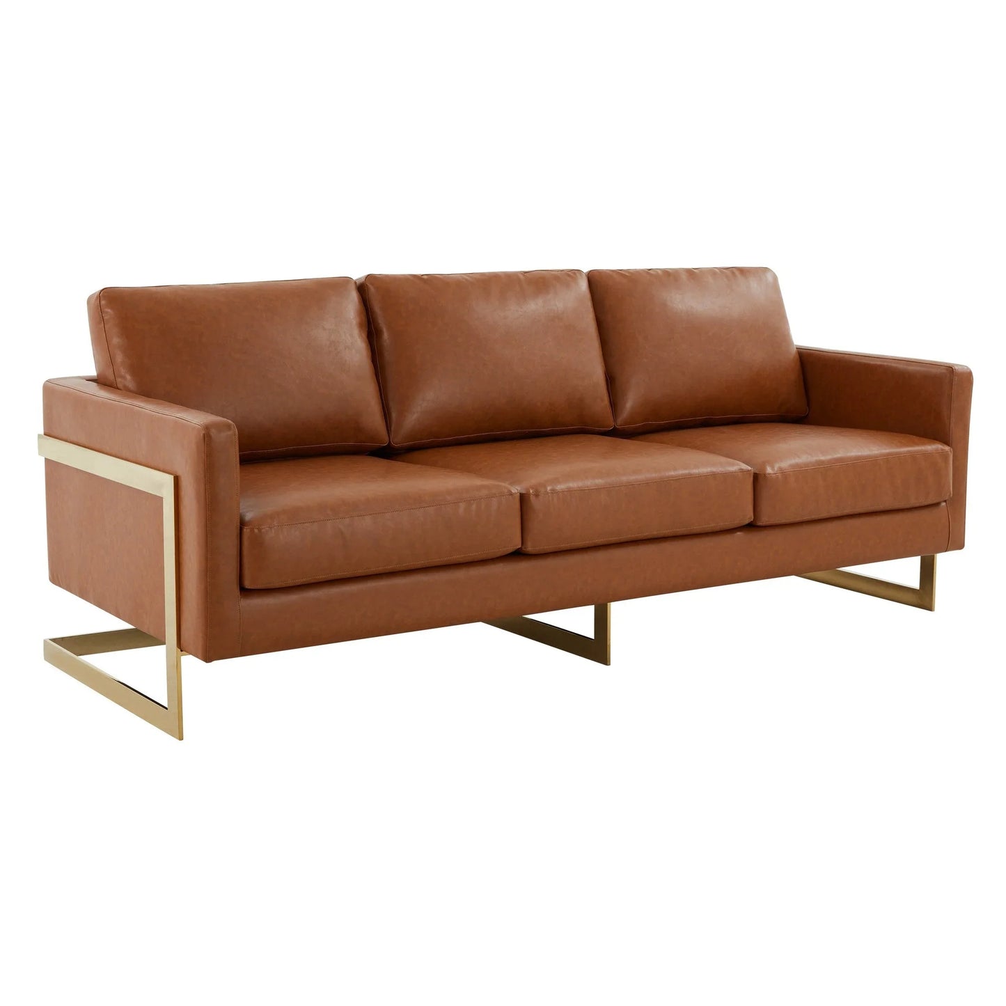 Lincoln 3-Seater Velvet/Leather Full Size Sofa in Stainless Steel - Elax Furniture