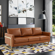 Lincoln 3-Seater Velvet/Leather Full Size Sofa in Stainless Steel - Elax Furniture