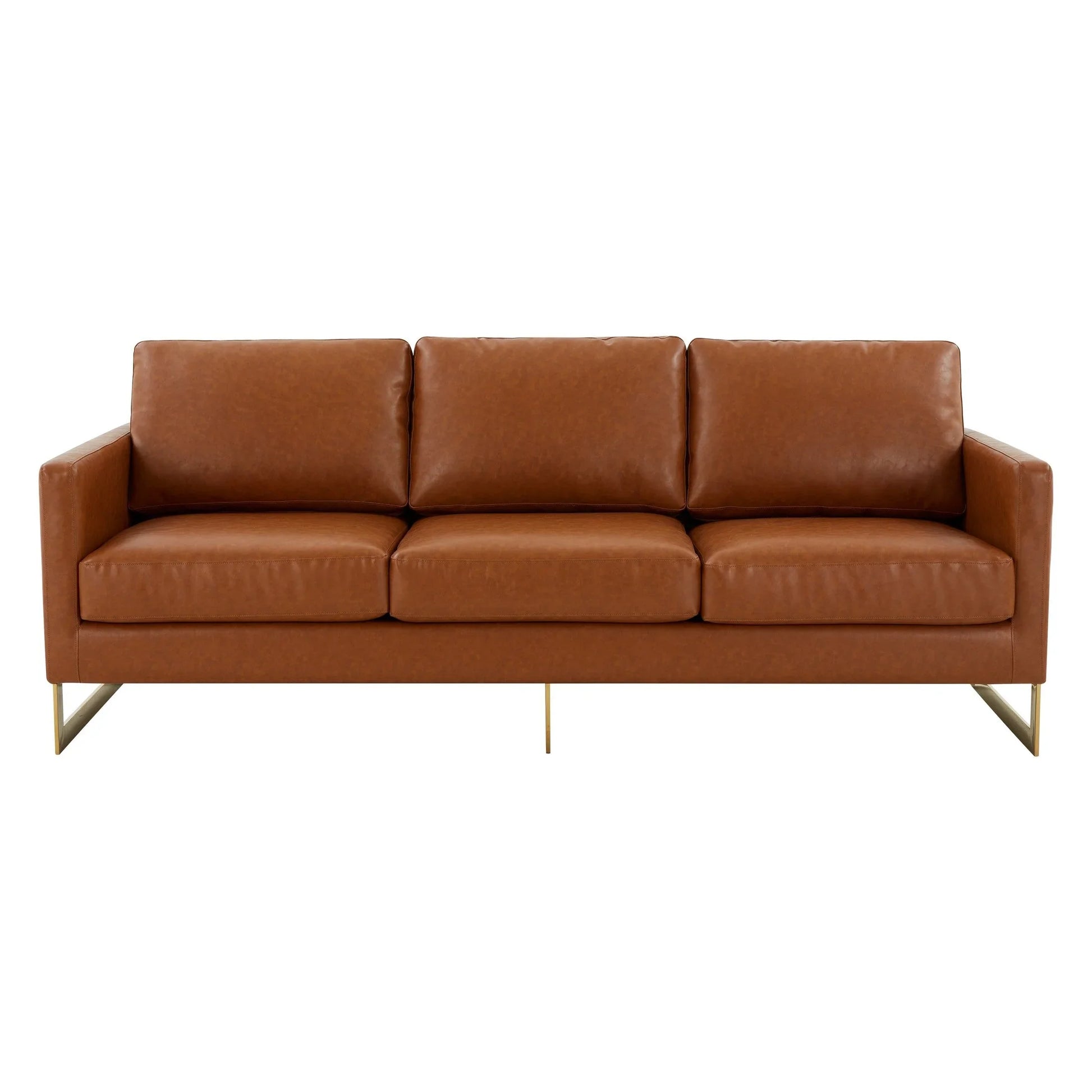 Lincoln 3-Seater Velvet/Leather Full Size Sofa in Stainless Steel - Elax Furniture