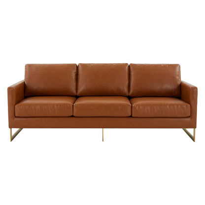 Lincoln 3-Seater Velvet/Leather Full Size Sofa in Stainless Steel - Elax Furniture